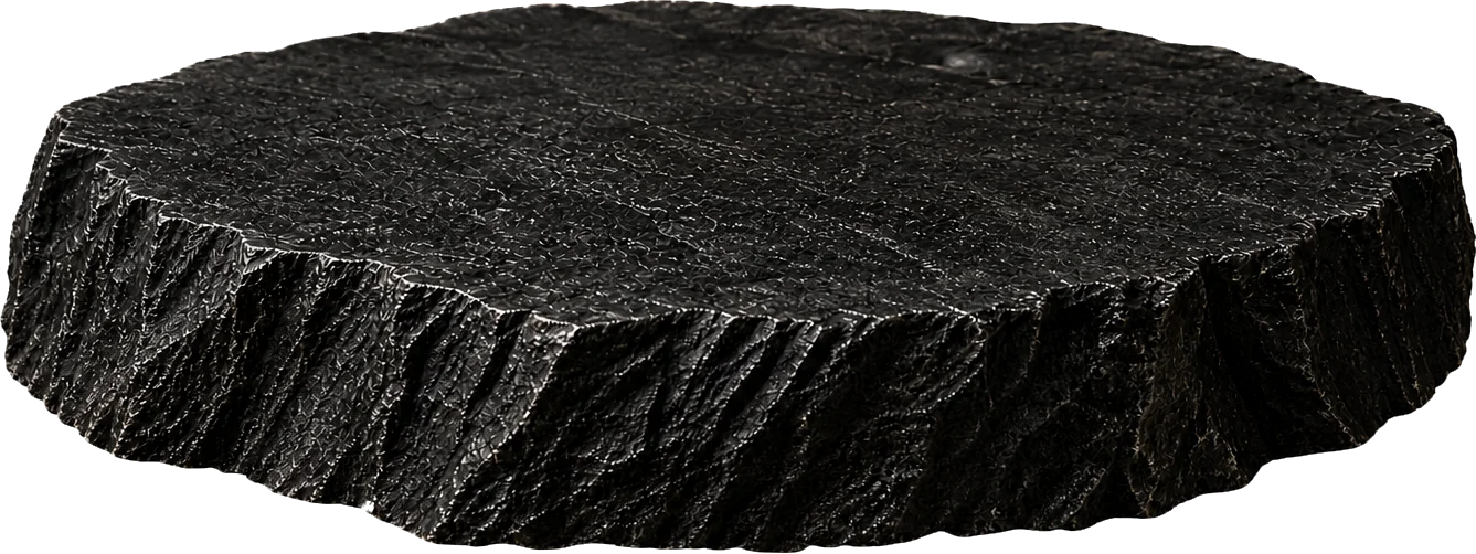 Hand-chiseled dark volcanic slate stone pedestal